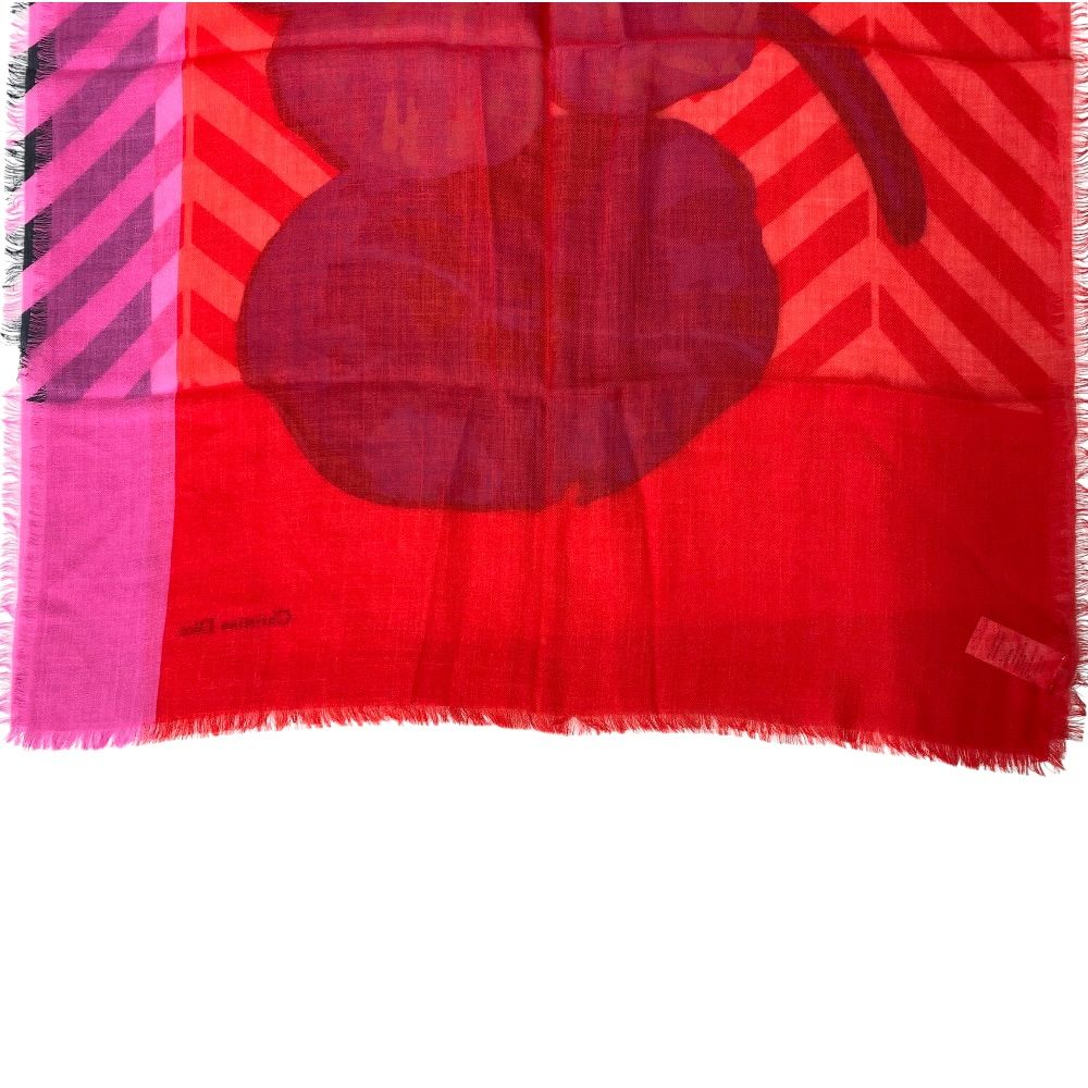 Dior Scarf Shawl Large Flower Red Cashmere Coordination Arrangement Neck Cover — view 7