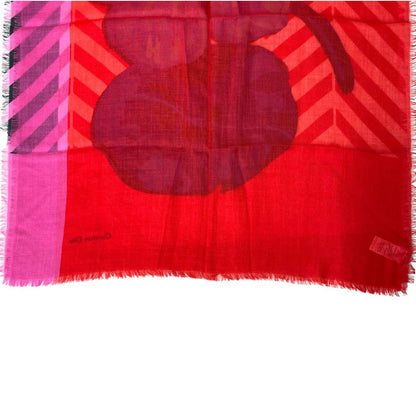 Dior Scarf Shawl Large Flower Red Cashmere Coordination Arrangement Neck Cover — view 7