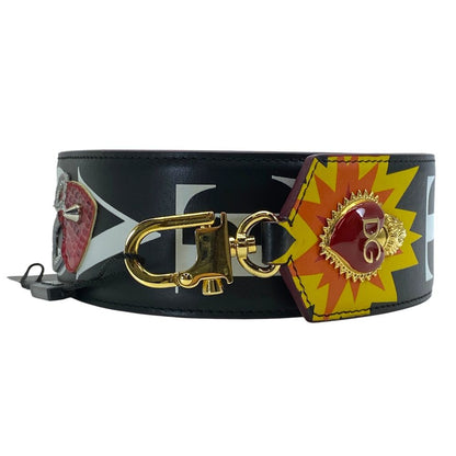 Dolce & Gabbana Bag Strap Black Gold Studs Heart & Replacement Customized