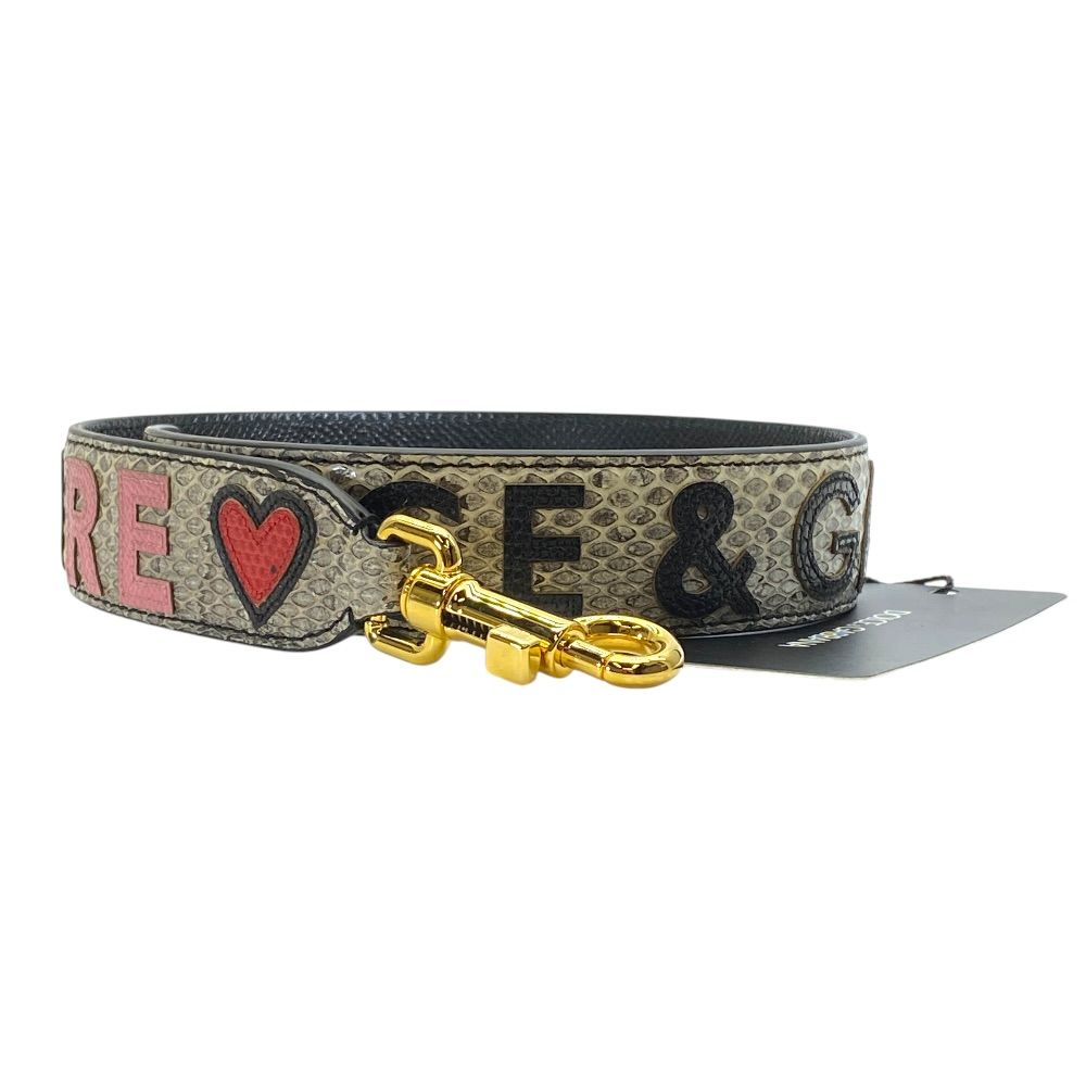 Dolce & Gabbana Bag Strap Gray Gold Heart Logo & Replacement Customized