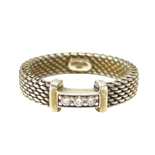 Tiffany & Co Somerset Mesh Ring Silver Diamond
