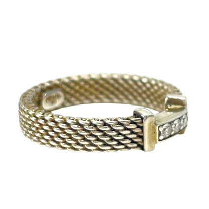 Tiffany & Co Somerset Mesh Ring Silver Diamond — view 8