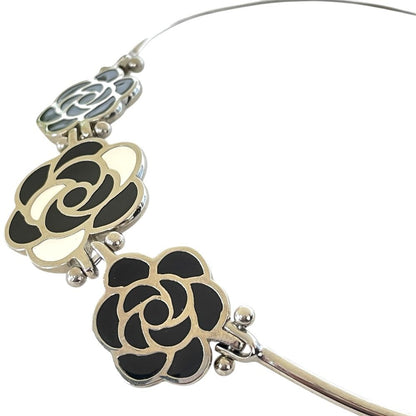 Chanel Camellia Choker Necklace Silver Simple Daily Use — view 4