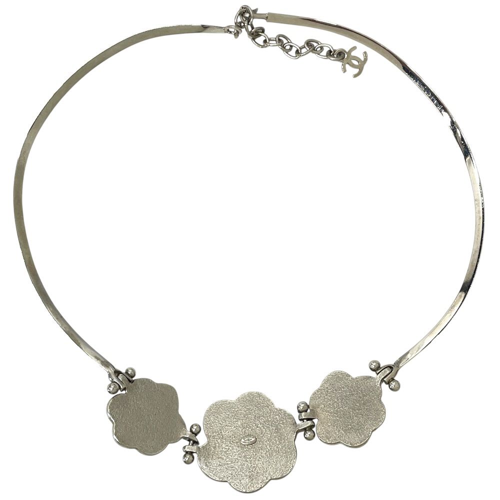 Chanel Camellia Choker Necklace Silver Simple Daily Use — view 2