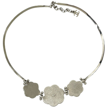 Chanel Camellia Choker Necklace Silver Simple Daily Use — view 2
