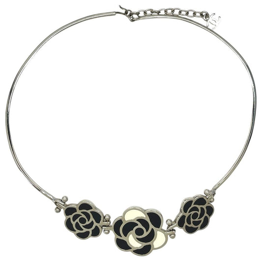 Chanel Camellia Choker Necklace Silver Simple Daily Use