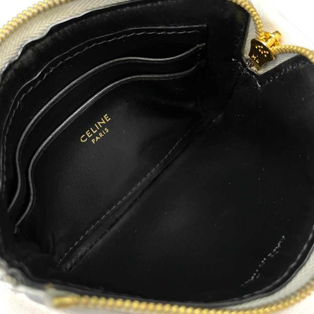 Celine C Charm Coin Purse Card Case Mini Pouch Quilted Leather Silver Simple — view 6
