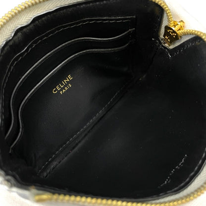 Celine C Charm Coin Purse Card Case Mini Pouch Quilted Leather Silver Simple — view 6