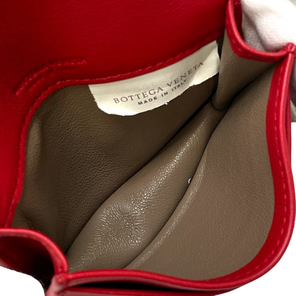 Bottega Veneta Intrecciato Studs Card Case Business Holder Bifold Leather Red — view 8