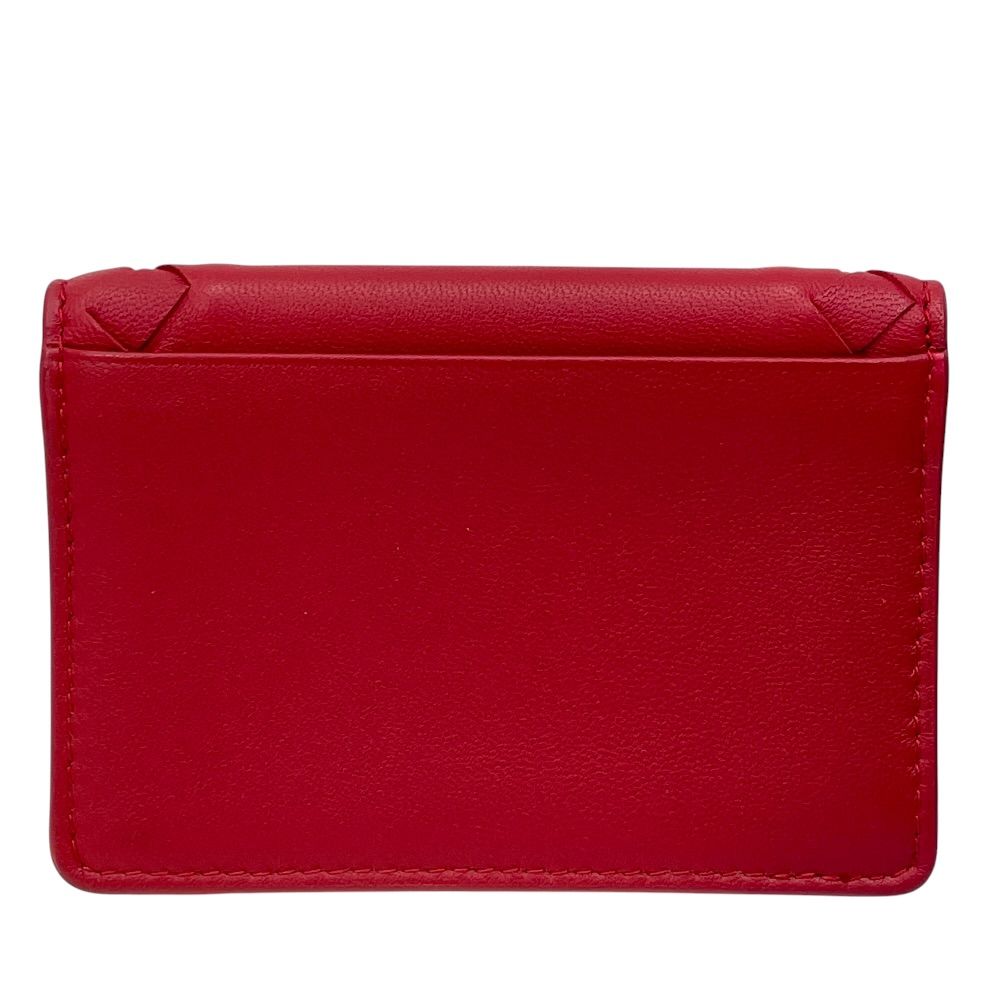 Bottega Veneta Intrecciato Studs Card Case Business Holder Bifold Leather Red — view 2