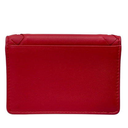 Bottega Veneta Intrecciato Studs Card Case Business Holder Bifold Leather Red — view 2