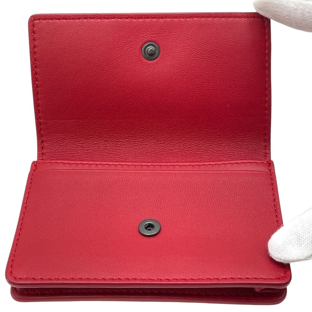 Bottega Veneta Intrecciato Studs Card Case Business Holder Bifold Leather Red — view 7