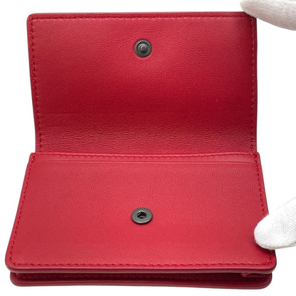 Bottega Veneta Intrecciato Studs Card Case Business Holder Bifold Leather Red — view 7