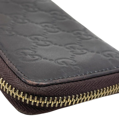 Gucci Guccissima Coin Purse Card Case Zip Around GG Logo Leather Dark Brown — view 5