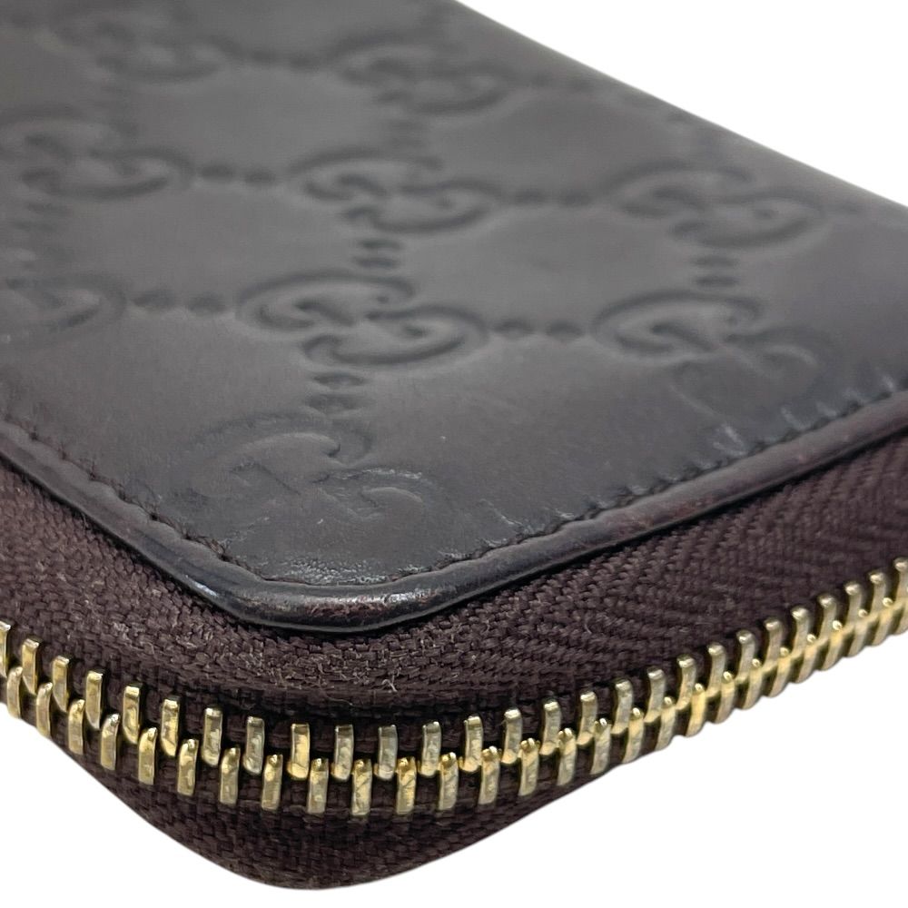 Gucci Guccissima Coin Purse Card Case Zip Around GG Logo Leather Dark Brown — view 4