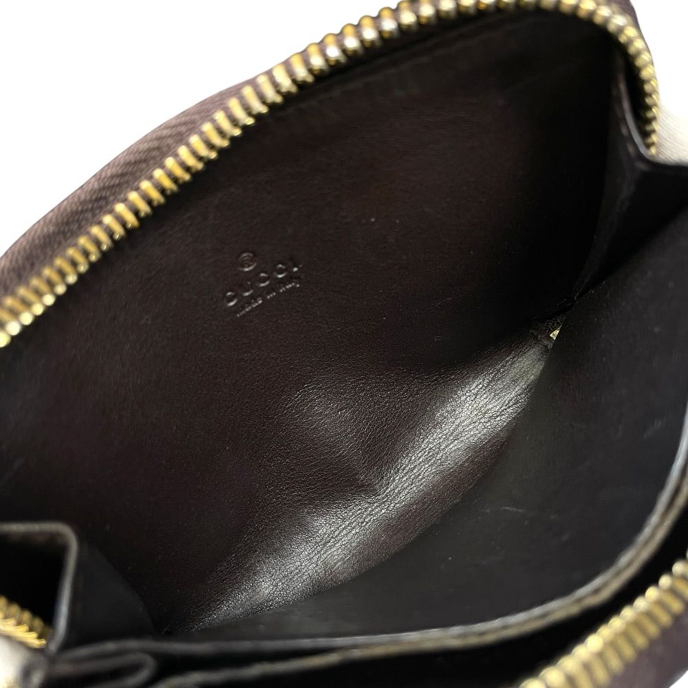 Gucci Guccissima Coin Purse Card Case Zip Around GG Logo Leather Dark Brown — view 7