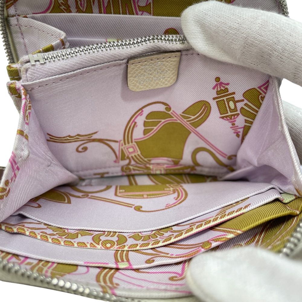 Hermes Azap Silk in Compact Coin Purse Card Case Epsom Ivory White Simple Daily — view 7