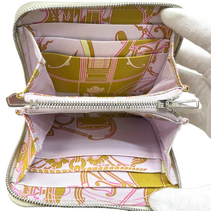 Hermes Azap Silk in Compact Coin Purse Card Case Epsom Ivory White Simple Daily — view 6