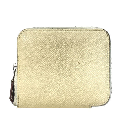 Hermes Azap Silk in Compact Coin Purse Card Case Epsom Ivory White Simple Daily