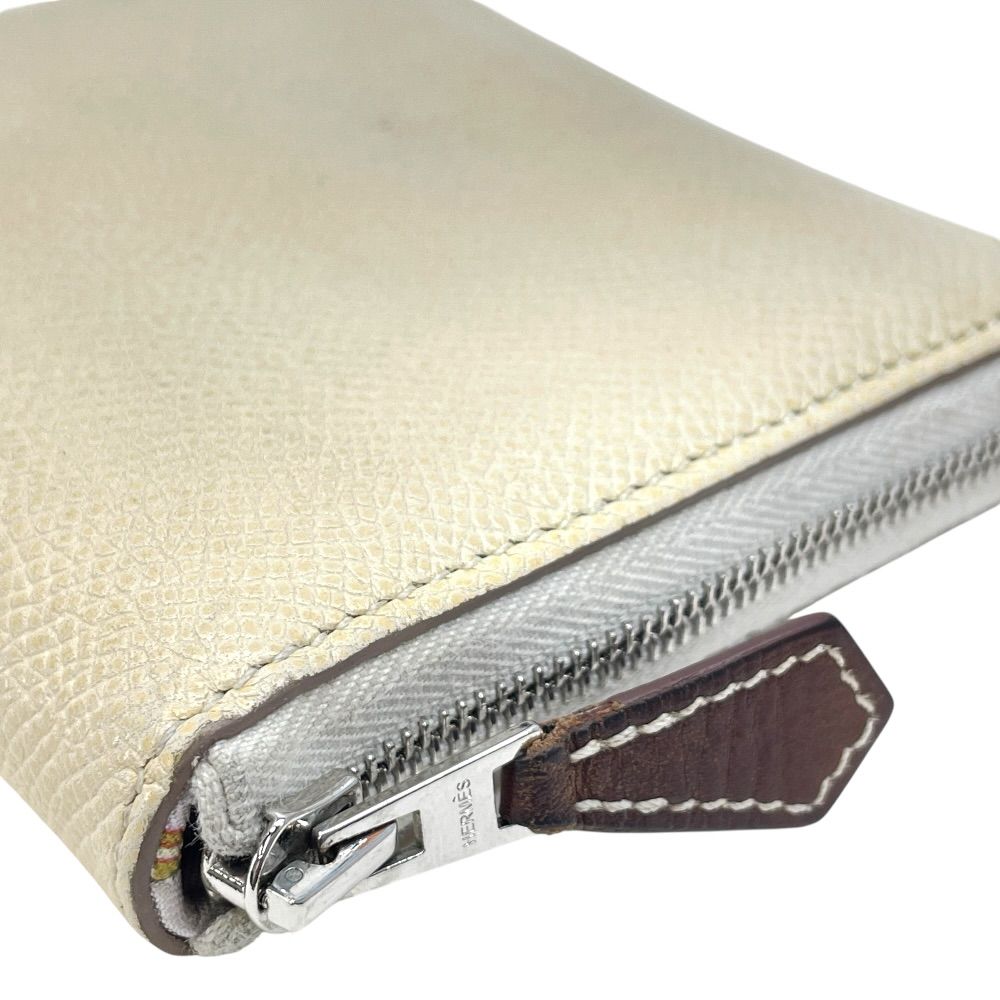 Hermes Azap Silk in Compact Coin Purse Card Case Epsom Ivory White Simple Daily — view 3
