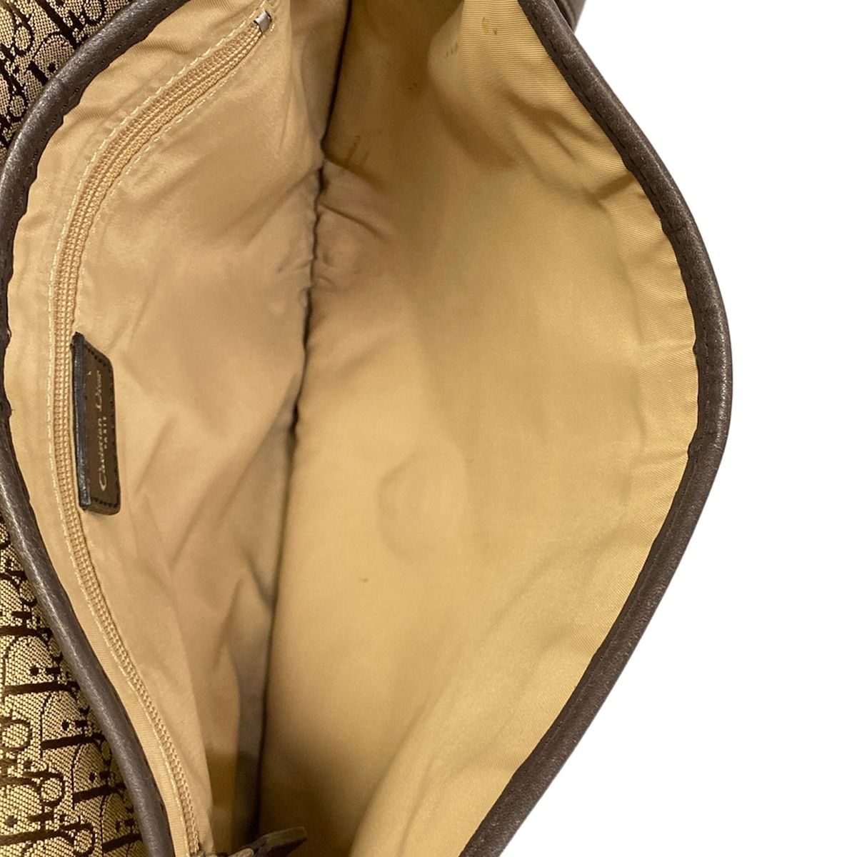 Dior Shoulder Bag Street Chic Logo Glam Beige Dark Brown Leather — view 7