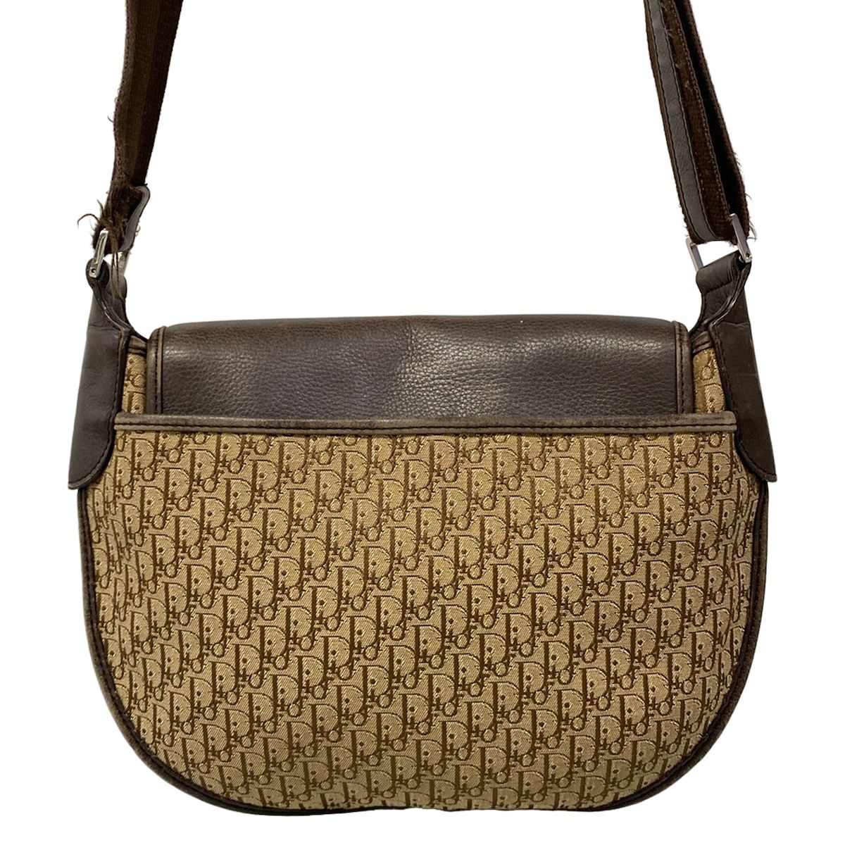 Dior Shoulder Bag Street Chic Logo Glam Beige Dark Brown Leather — view 3