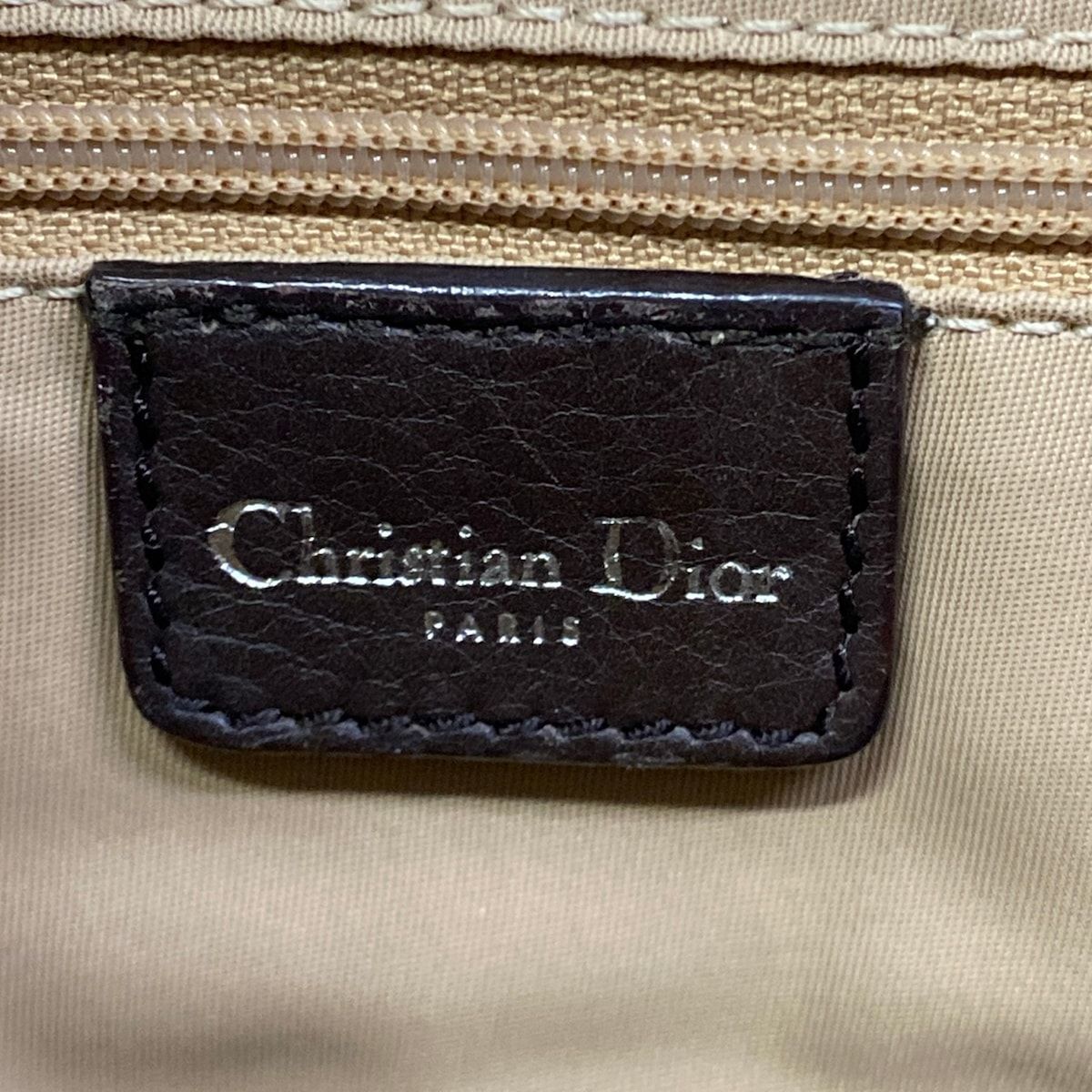Dior Shoulder Bag Street Chic Logo Glam Beige Dark Brown Leather — view 8