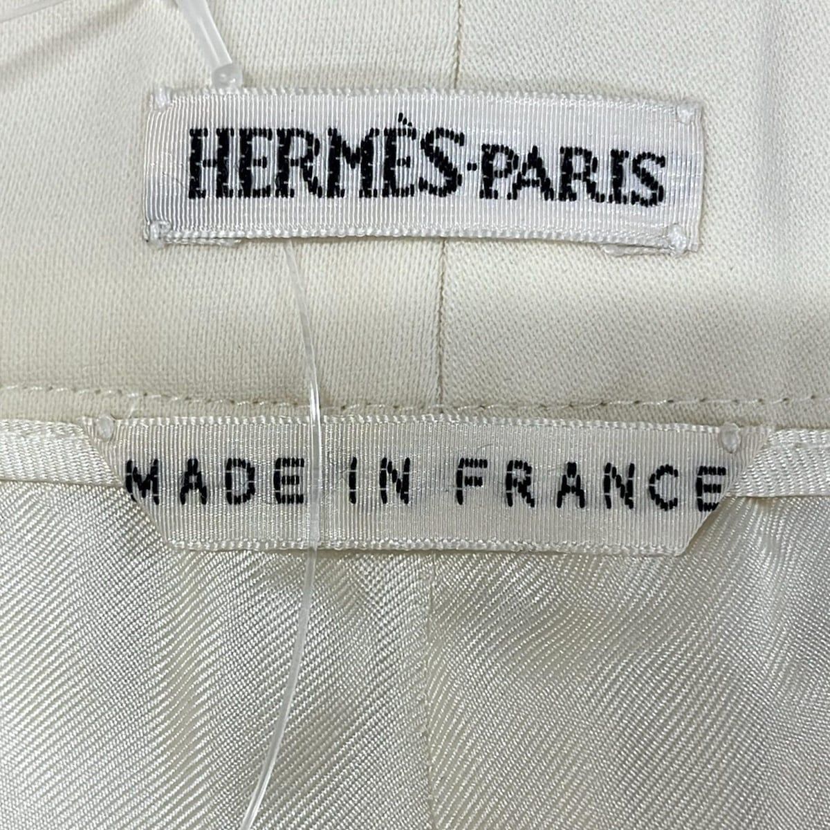 Hermes Pants 34 S Ivory Full Length Wool — view 3