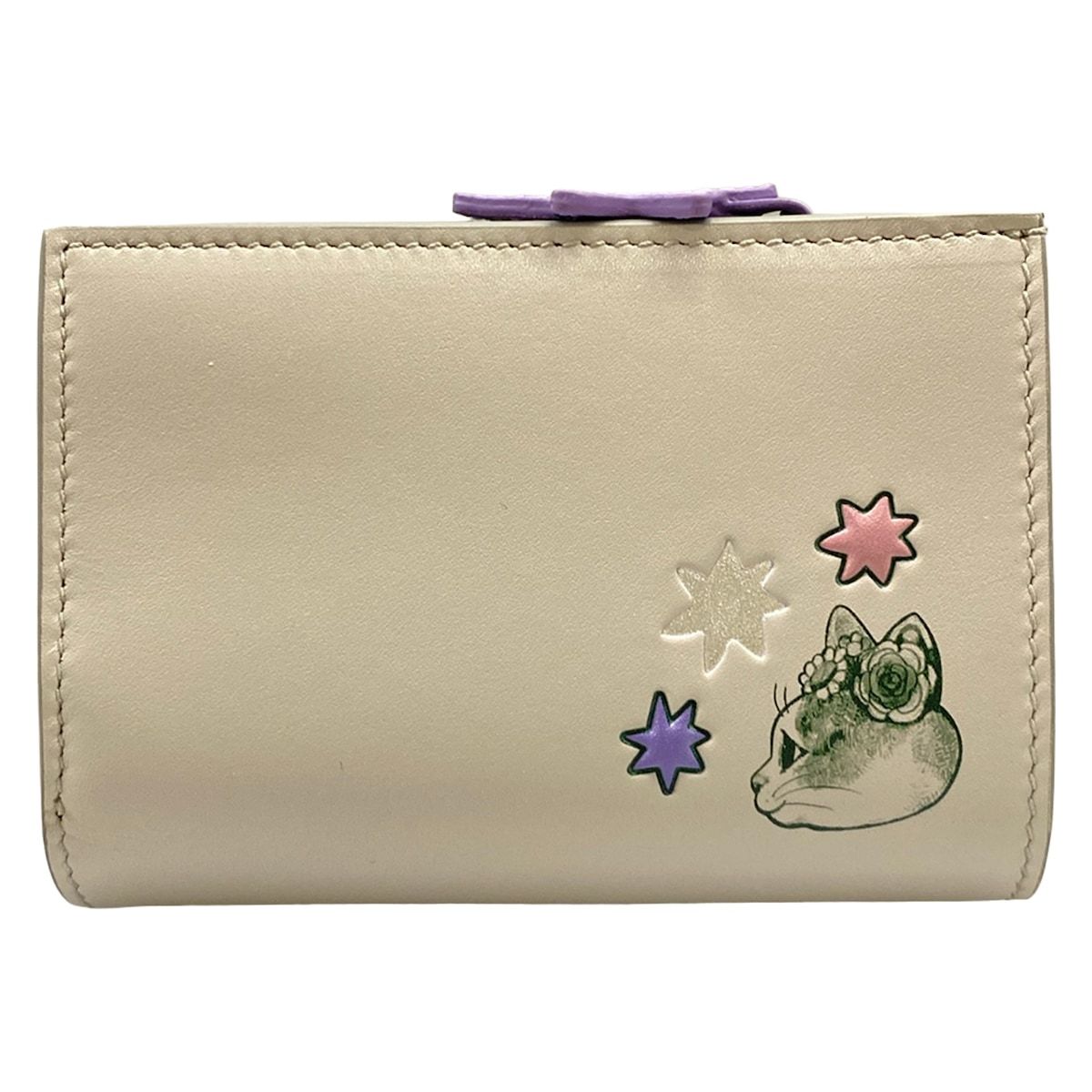 Gucci Bifold Wallet Yuko Higuchi Light Gray Dark Green Multi Embossed L-shaped — view 2