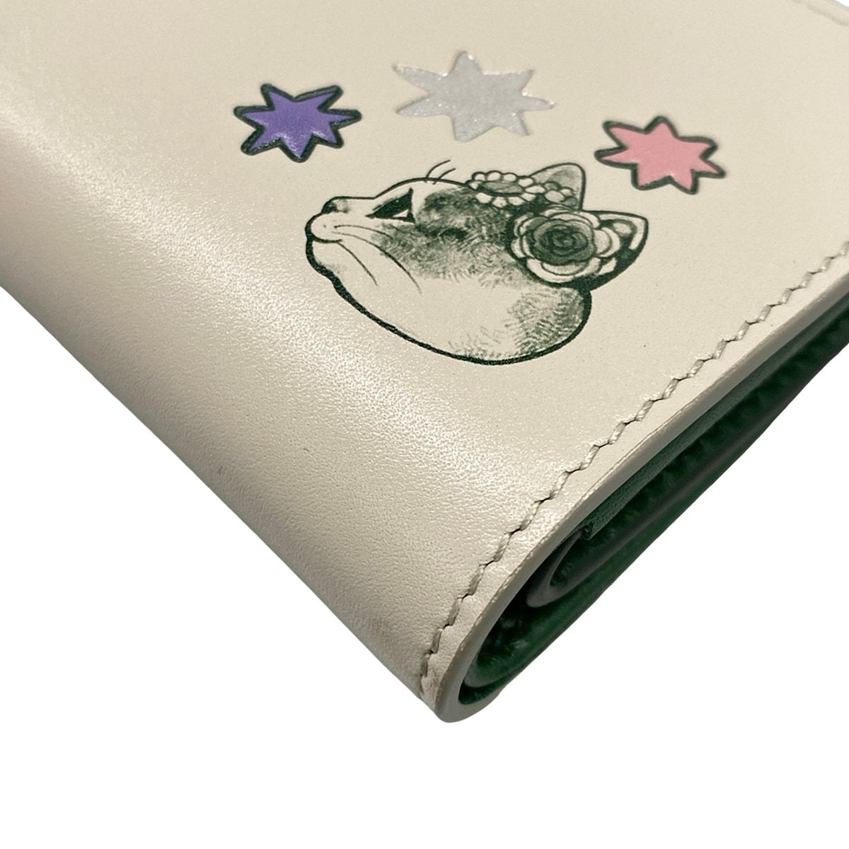 Gucci Bifold Wallet Yuko Higuchi Light Gray Dark Green Multi Embossed L-shaped — view 6