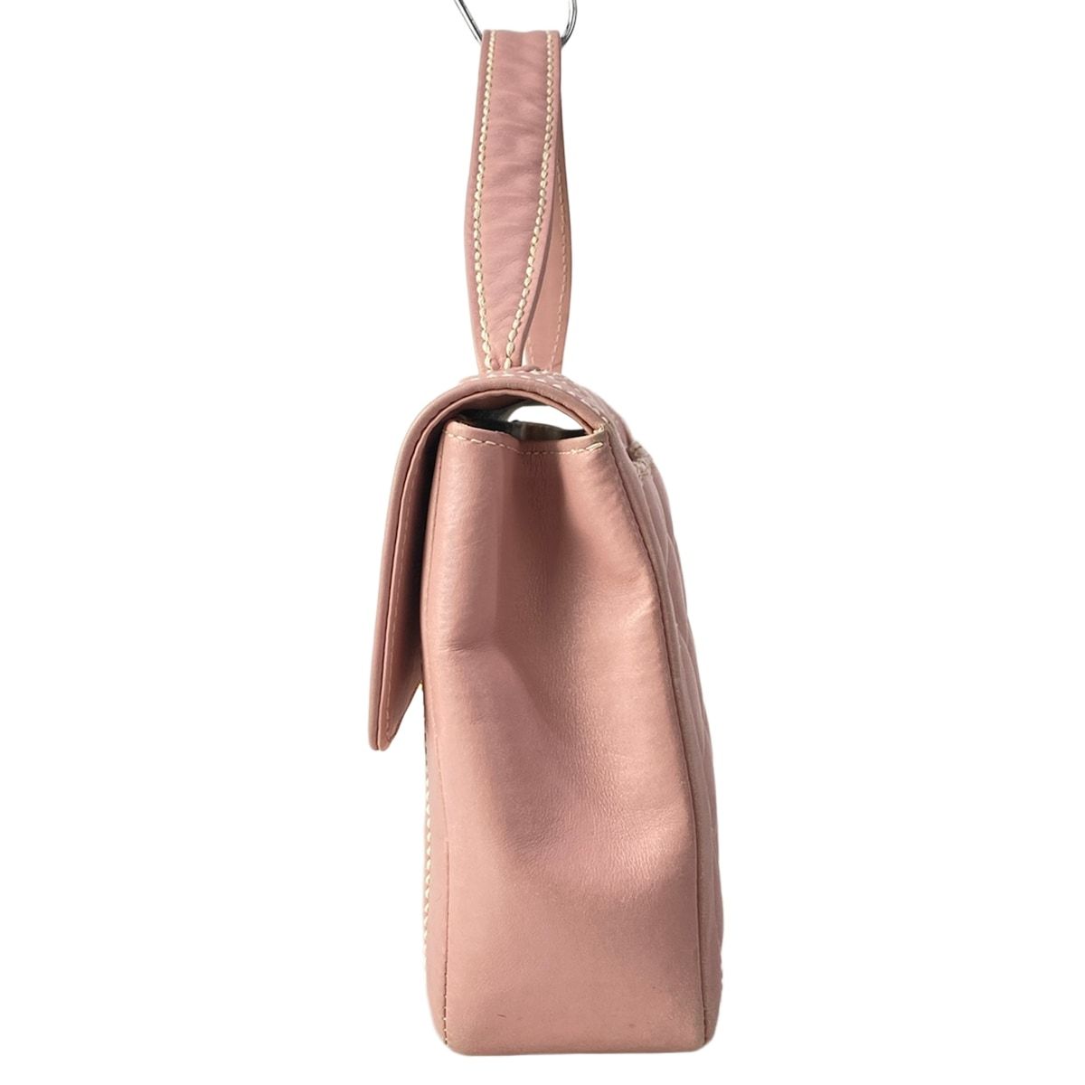 Chanel Handbag Wild Stitch Pink Gold Turnlock Flap Bag Lambskin — view 4