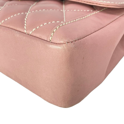 Chanel Handbag Wild Stitch Pink Gold Turnlock Flap Bag Lambskin — view 6