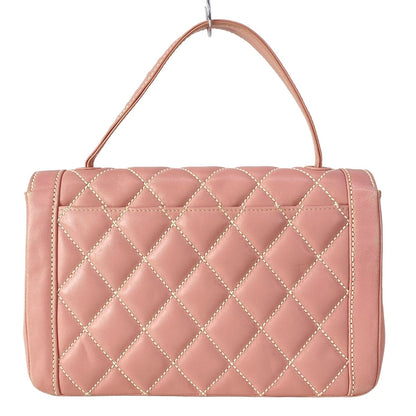Chanel Handbag Wild Stitch Pink Gold Turnlock Flap Bag Lambskin — view 3