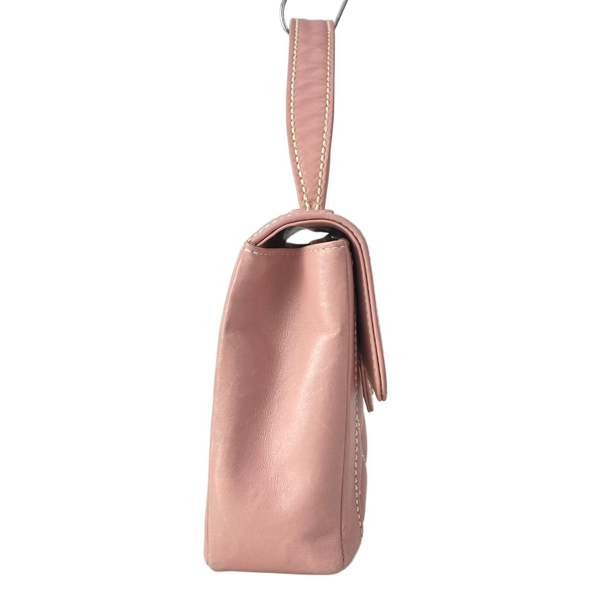 Chanel Handbag Wild Stitch Pink Gold Turnlock Flap Bag Lambskin — view 2