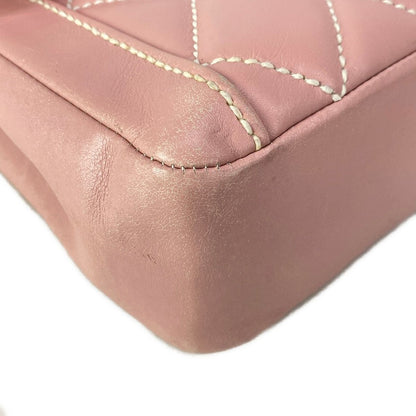 Chanel Handbag Wild Stitch Pink Gold Turnlock Flap Bag Lambskin — view 7