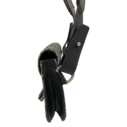 Dior Shoulder Bag Beige Navy Black Leather — view 4