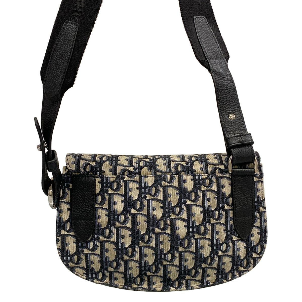 Dior Shoulder Bag Beige Navy Black Leather — view 3