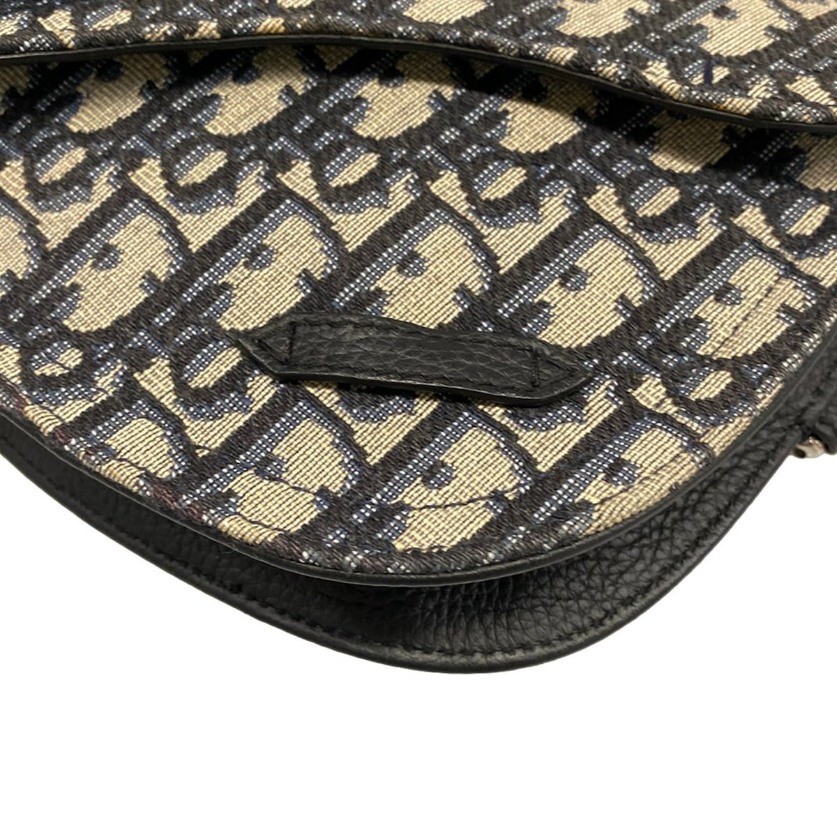 Dior Shoulder Bag Beige Navy Black Leather — view 6
