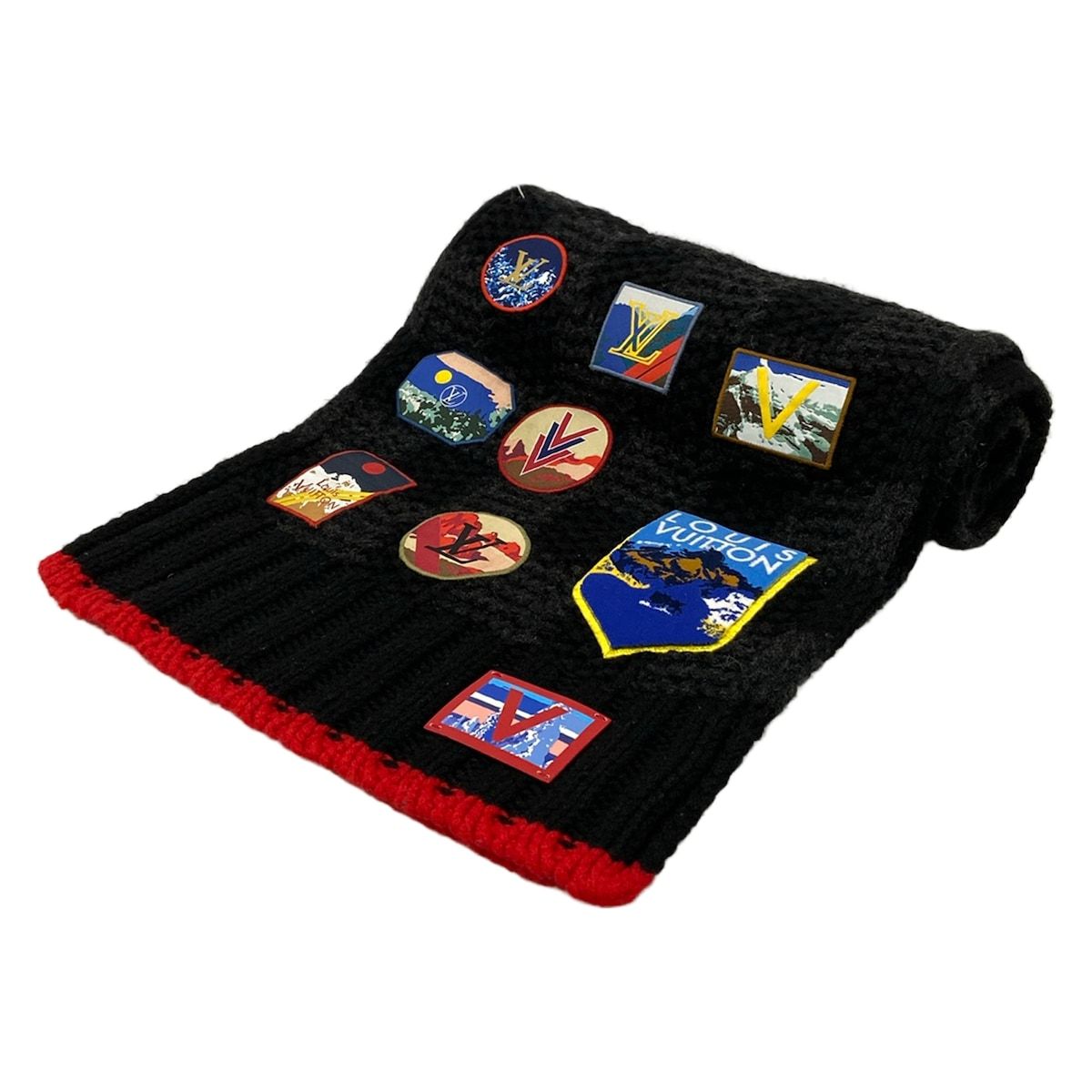 Louis Vuitton Scarf Echarpe Helsinki Black Alps Patch Cashmere