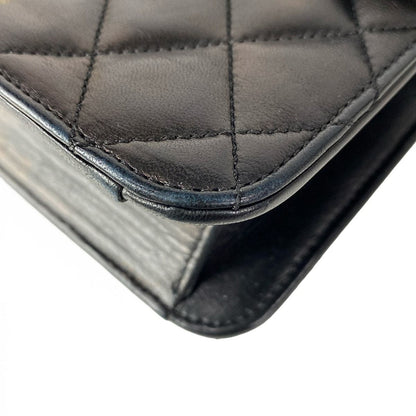 Chanel Shoulder Bag Single Flap Quilted Black Gold Chain Turnlock Lambskin — view 7