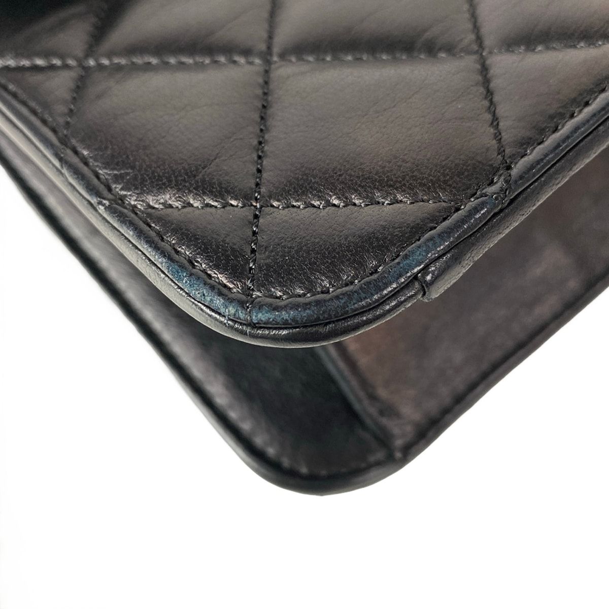 Chanel Shoulder Bag Single Flap Quilted Black Gold Chain Turnlock Lambskin — view 6