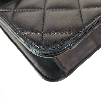 Chanel Shoulder Bag Single Flap Quilted Black Gold Chain Turnlock Lambskin — view 6