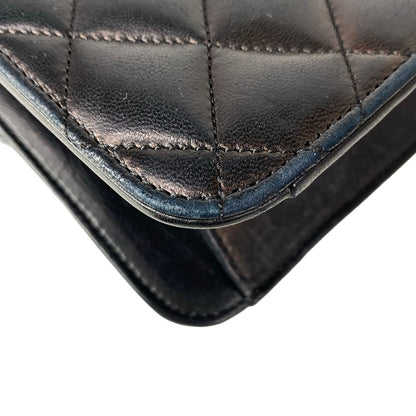 Chanel Shoulder Bag Single Flap Quilted Black Gold Chain Turnlock Lambskin — view 8