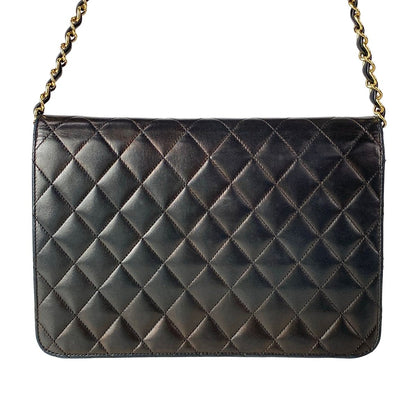 Chanel Shoulder Bag Single Flap Quilted Black Gold Chain Turnlock Lambskin — view 3