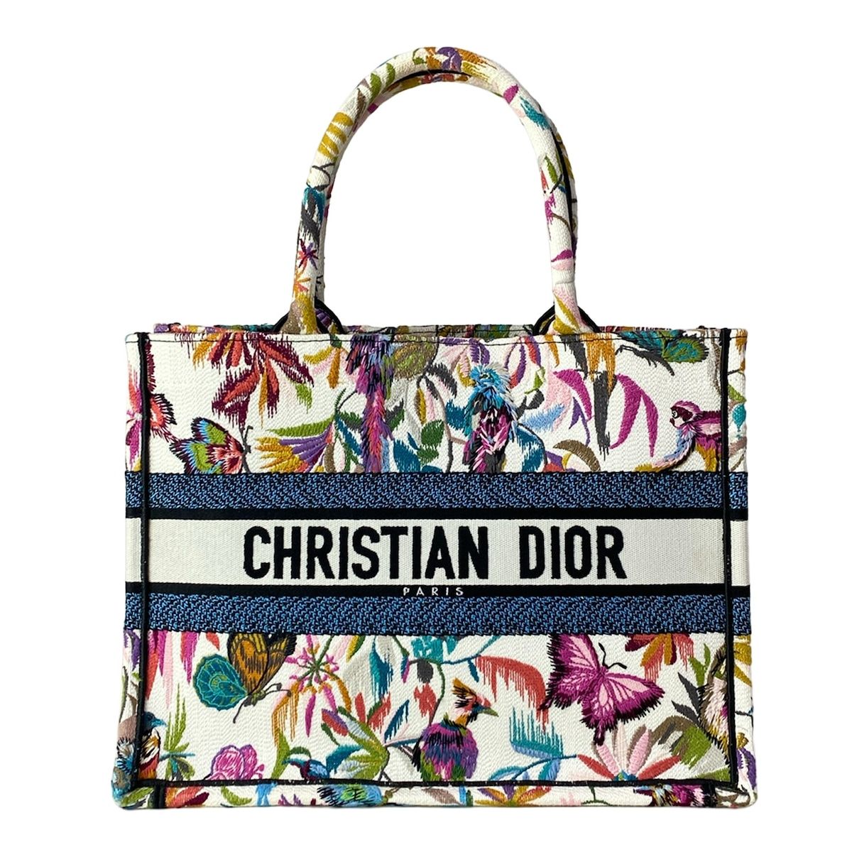 Dior Tote Book Vintage Small White Blue Multi