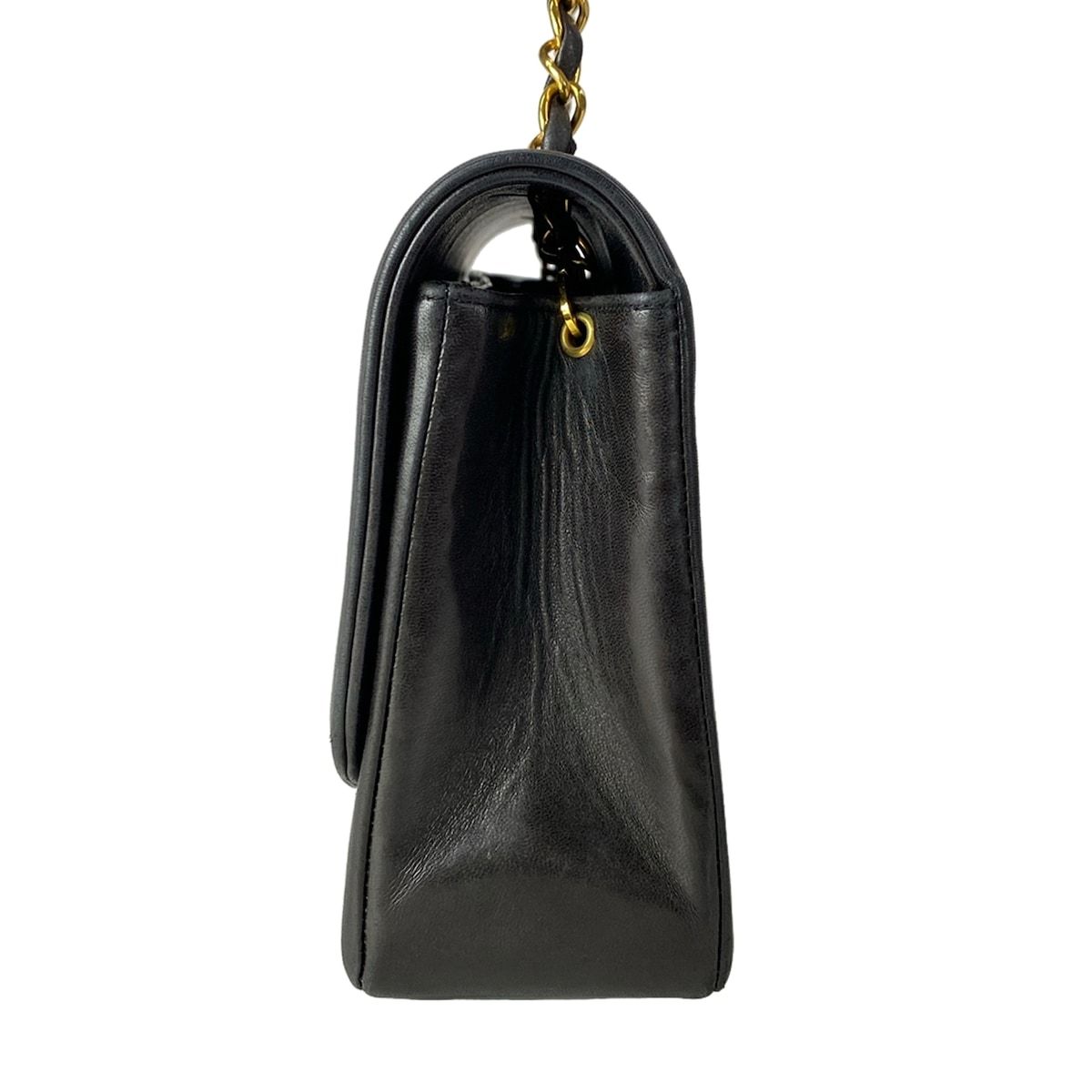 Chanel Shoulder Bag Diana Flap Quilted Black Chain Gold Lambskin — view 4
