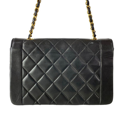 Chanel Shoulder Bag Diana Flap Quilted Black Chain Gold Lambskin — view 3