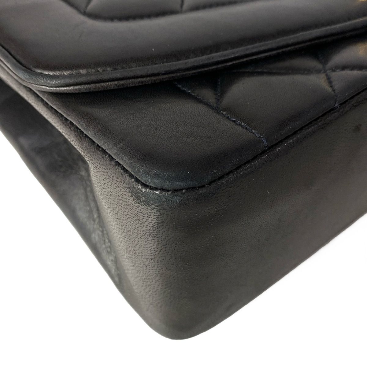 Chanel Shoulder Bag Diana Flap Quilted Black Chain Gold Lambskin — view 6