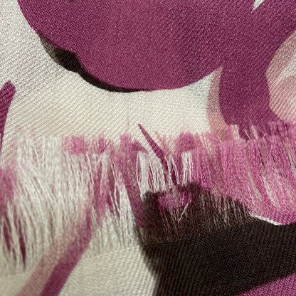 Loro Piana Shawl Pink Light Dark Brown Floral Pattern Cashmere Silk Scarf — view 4