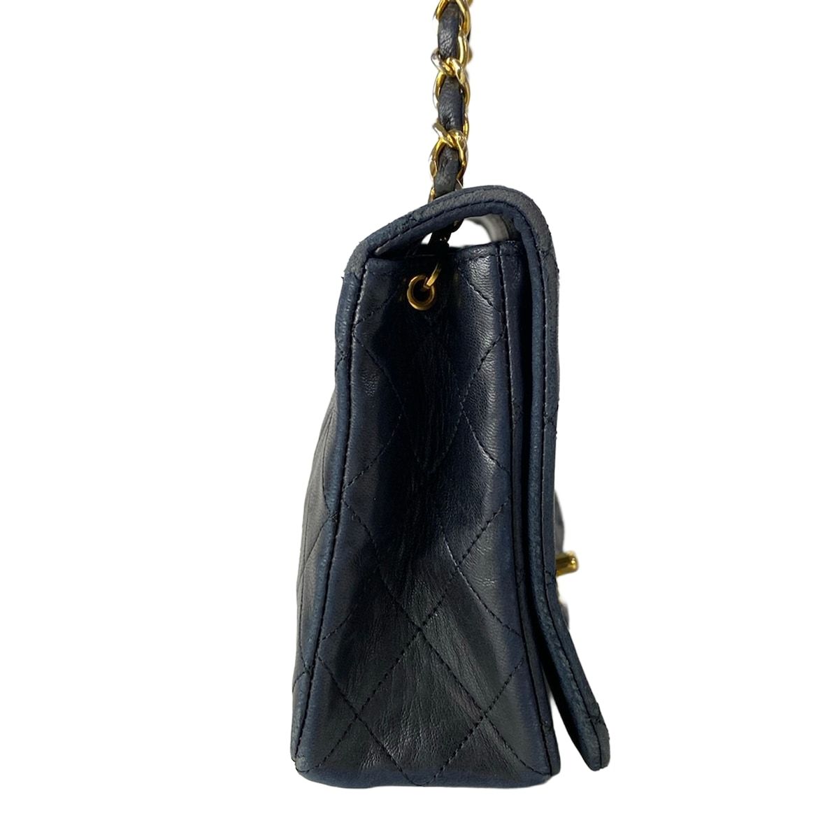 Chanel Shoulder Bag Single Flap Quilted Black Chain Gold Lambskin — view 2